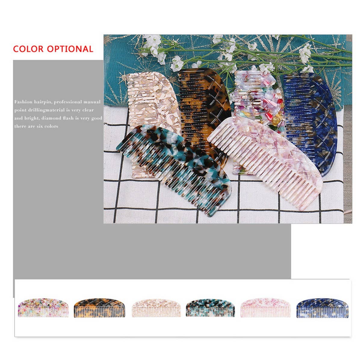 ACETATE SHEET COMB THICK GRADIENT TEETH HAIR COMB_CWAHA4190