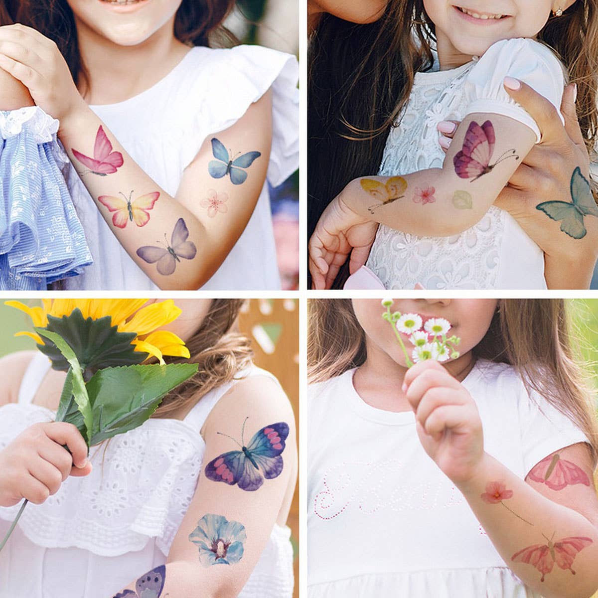 Waterproof Kids Cute Watercolor Butterfly Tattoos