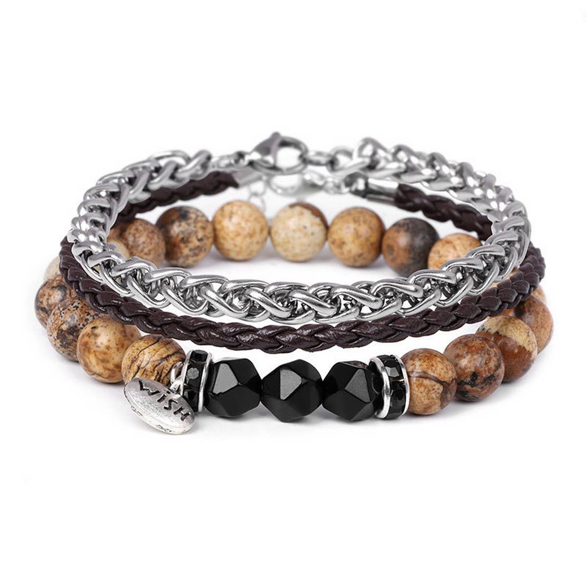 CWAJE4224_NATURAL STONE BEADS ALLOY THREE-PIECE BRACELET