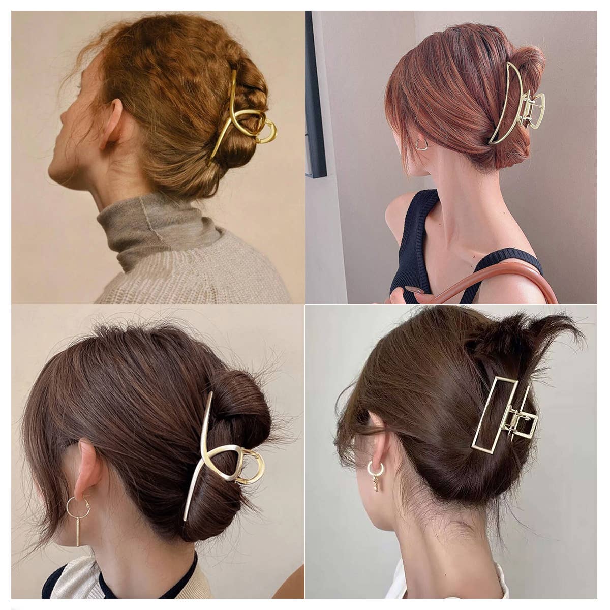 6-Pack Gold Tone Metal Hair Claws, Strong Hold_CWABE0199