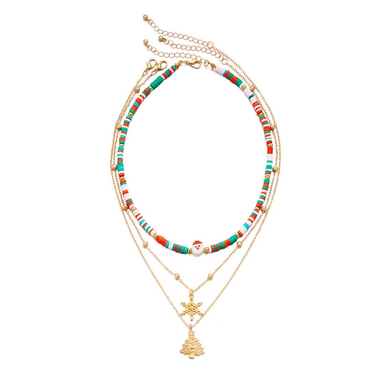 CWAJE2517_CHRISTMAS BEADED MULTI-LAYER NECKLACE