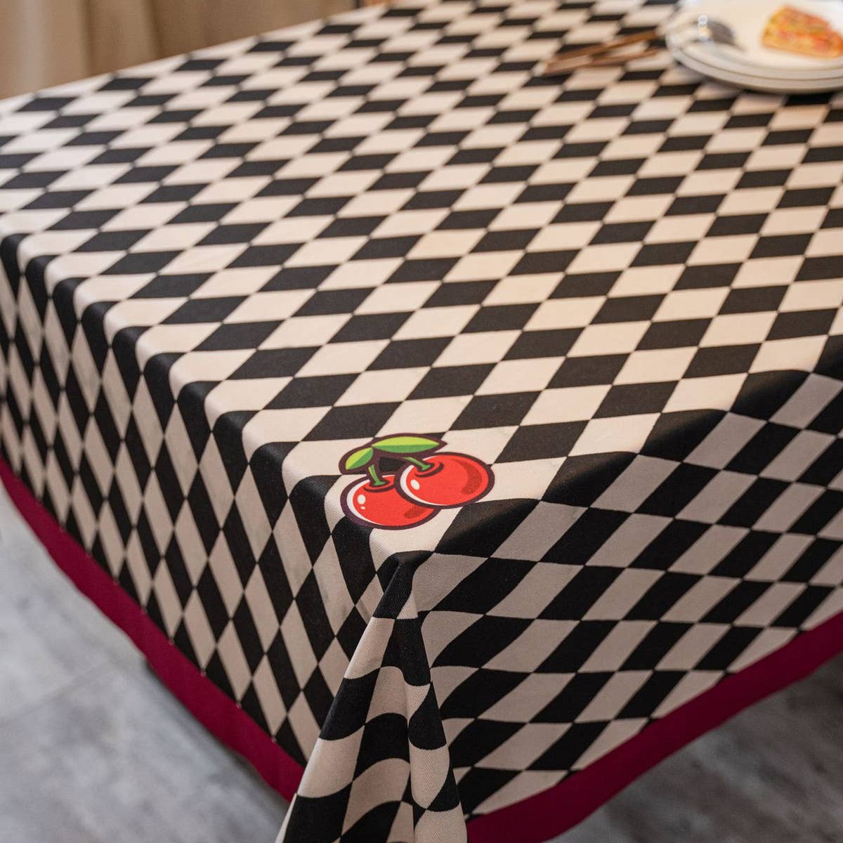 CHECKERBOARD TABLECLOTH SUEDE TABLECLOTH_CWMM0973