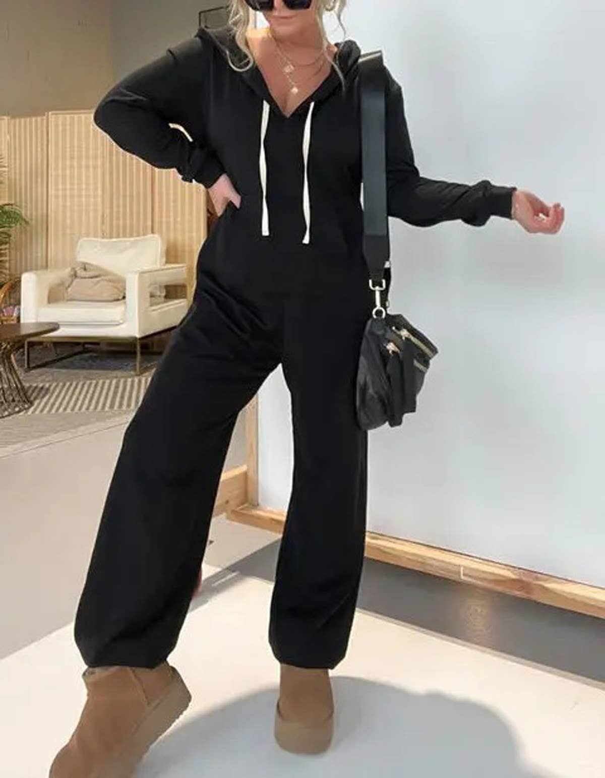 FASHION LONG SLEEVE V-NECK SOLID COLOR ONESIE