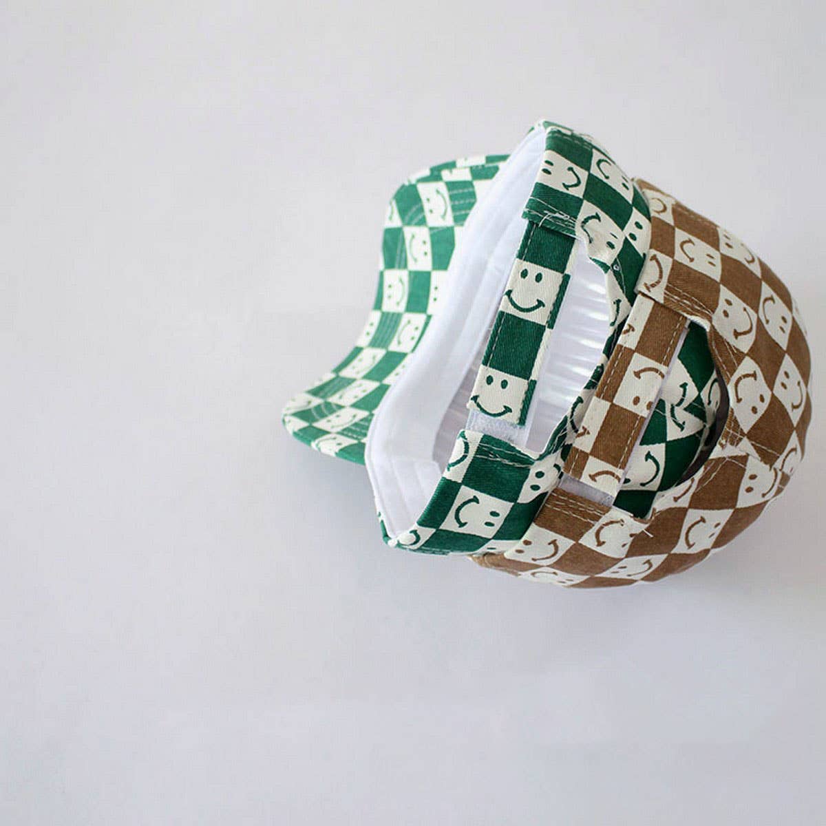 CHILDREN'S CHECKERBOARD SMILEY FACE BASEBALL CAP_CWAH2892