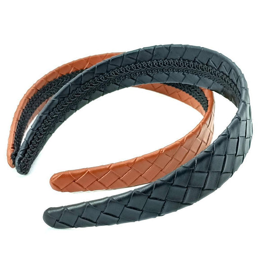 Country Style PU Leather Cross Weave Headband