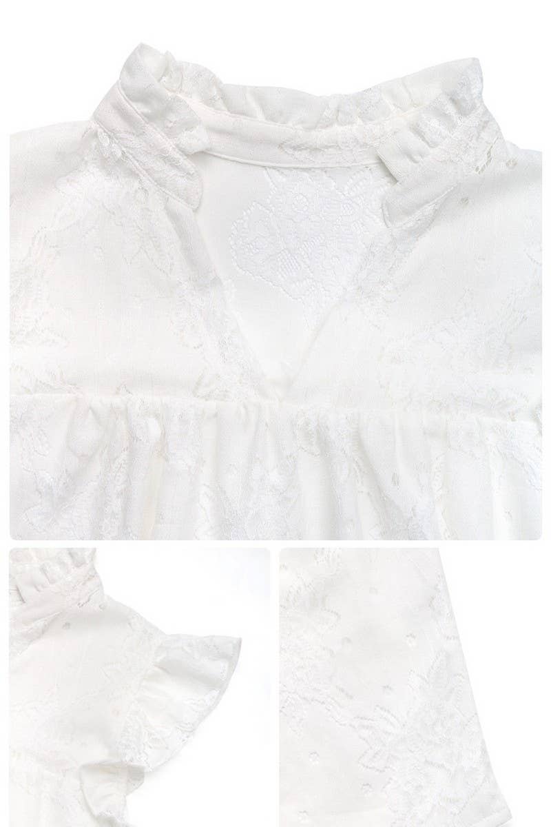 CWDSD8293_WHITE LACE V-NECK SLEEVELESS MINI DRESS