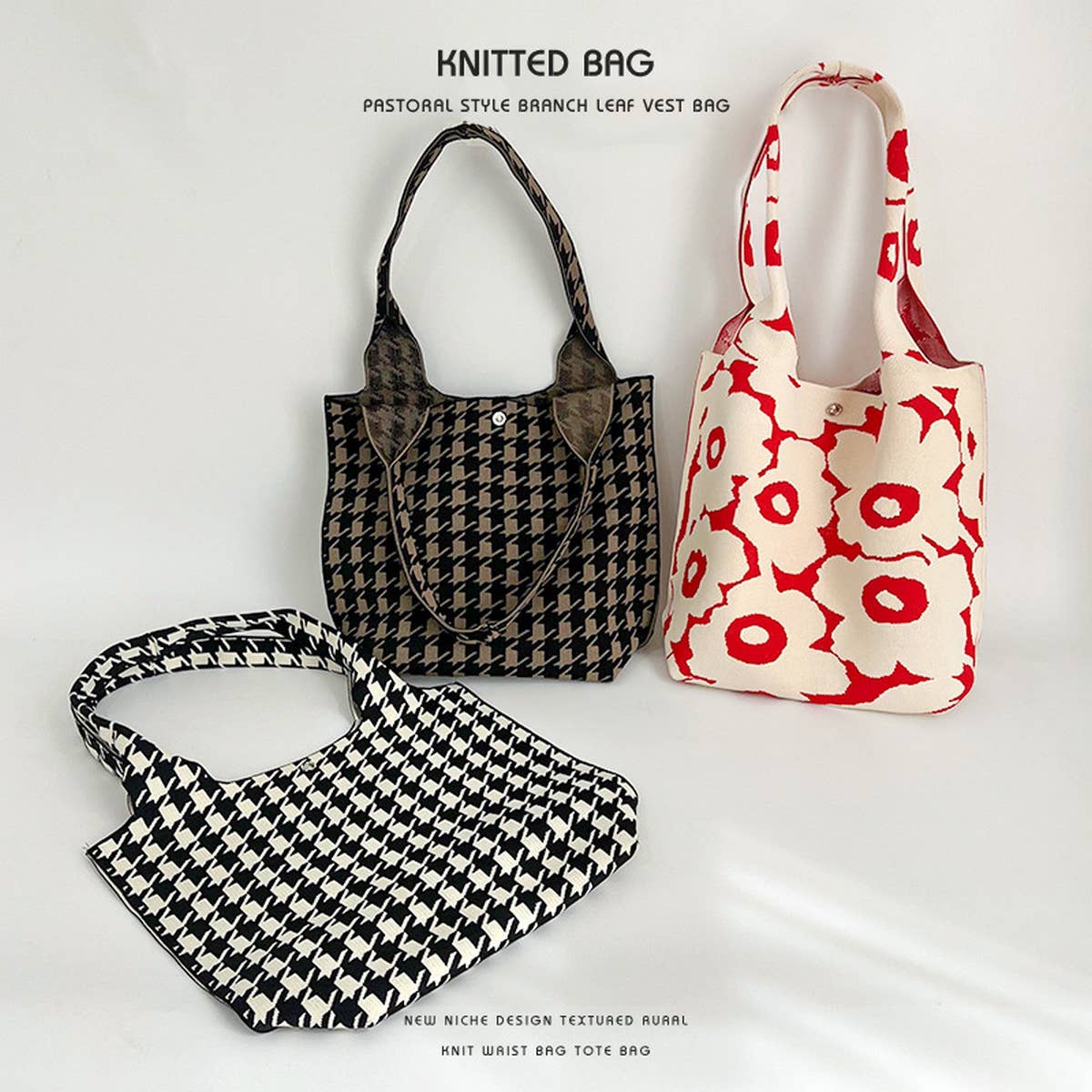 NEW NICHE DESIGN PATTERN KNITTED SHOULDER HANDBAG_CWAB2377