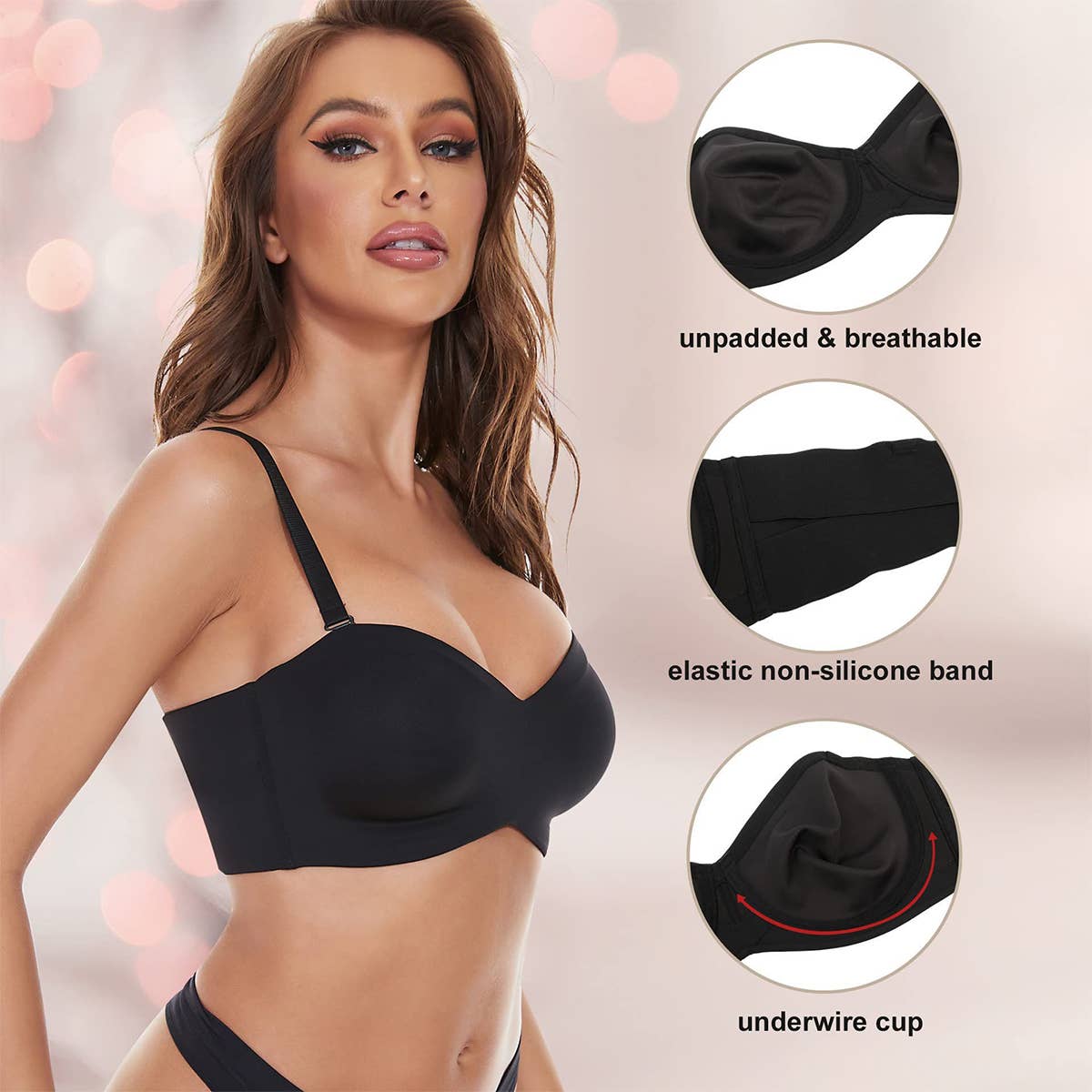 DETACHABLE SHOULDER STRAP TUBE BRA TOP