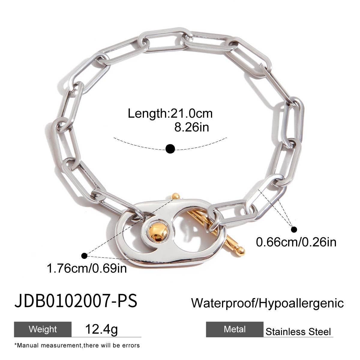 Stylish 18K Gold Mixed Metal Chunky Cross Bracelet_CWAJE4776