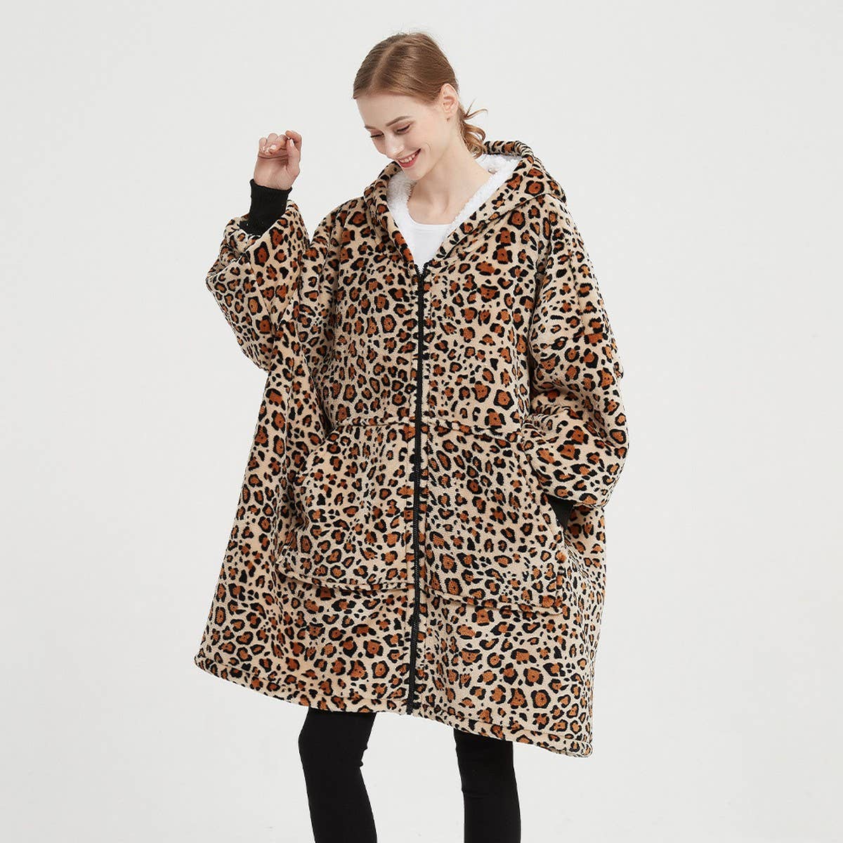 Couple¡¯s Wearable Hoodie Blanket Zip-Up Sweatshirt