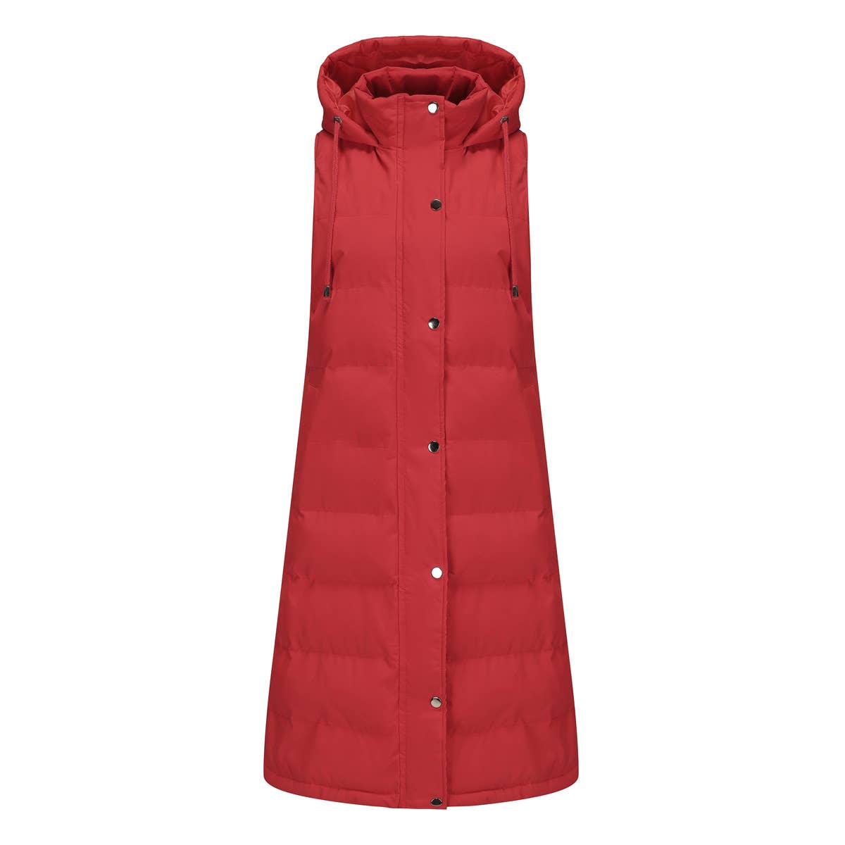 Solid-color hooded sleeveless cotton-padded vest