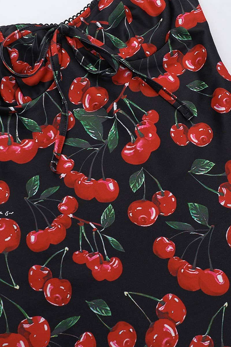 CWDSD7658_ELEGANT CHERRY PRINT BODYCON CAMI DRESS