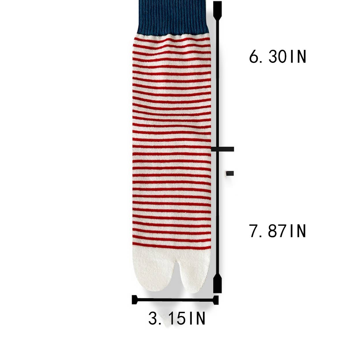 CWMM10097_WOMEN STRIPED SPLIT TOE CREW SOCKS TABI STYLE