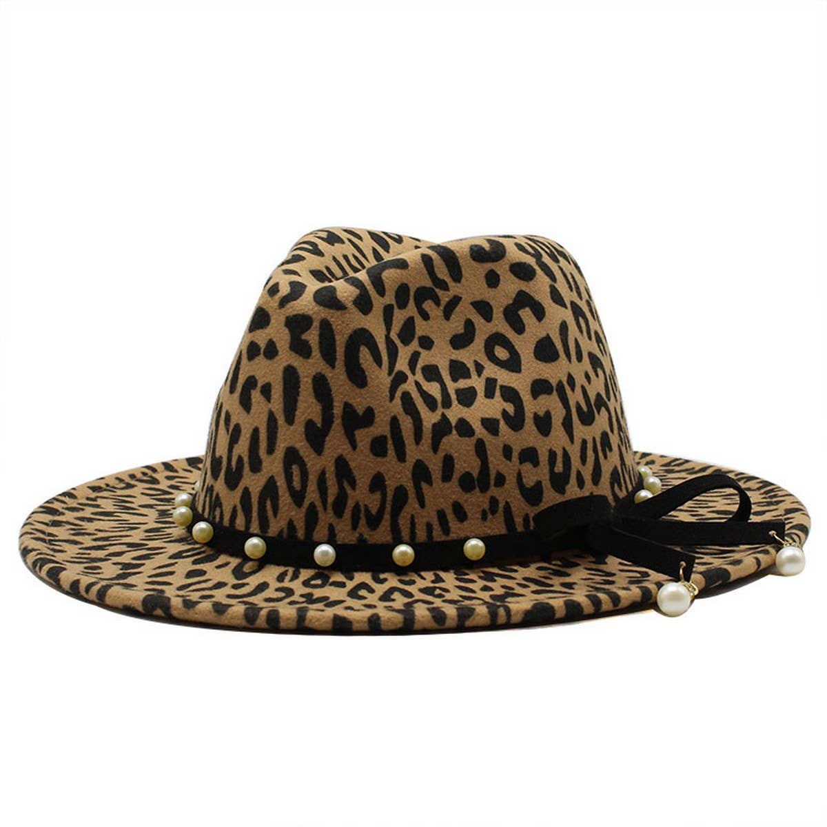 LEOPARD PRINT JAZZ HAT WOOLEN HAT WIDE BRIM HAT_CWAH2610