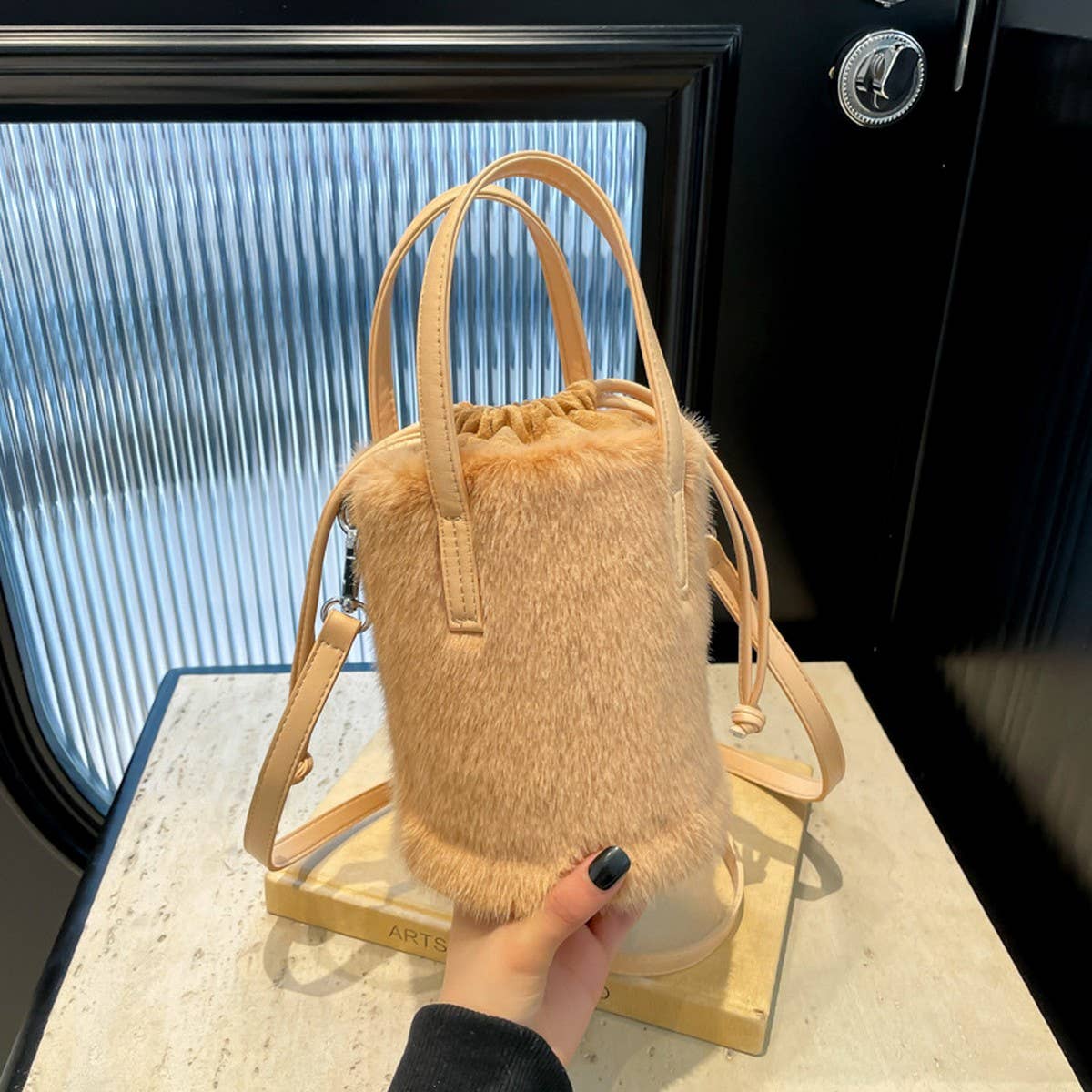 Soft Plush Bucket Bag Women Crossbody Shoulder_CUAB00558