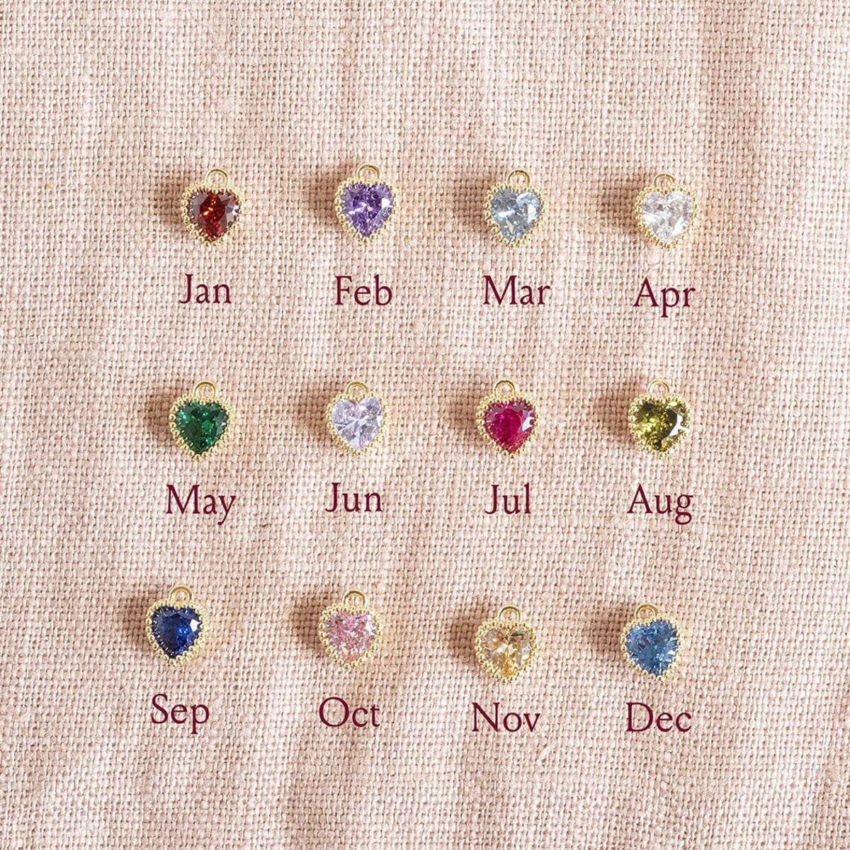 Fashionable Heart Birthstone Earrings