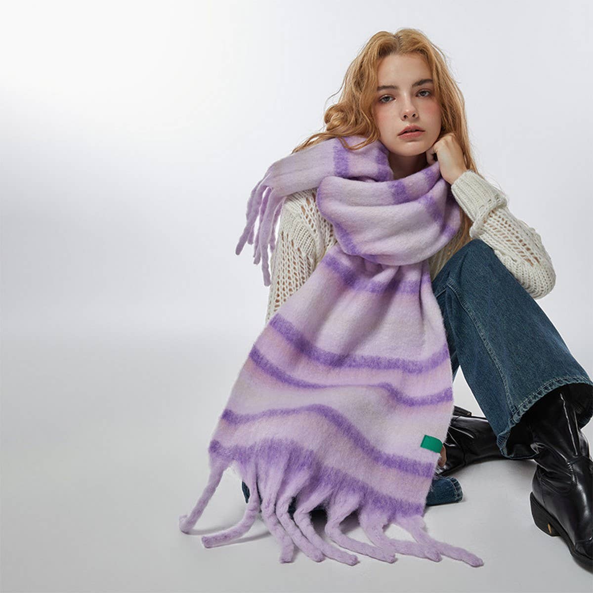 Purple Stripe Scarf - Soft Warm Wrap for Students_CWASC2374