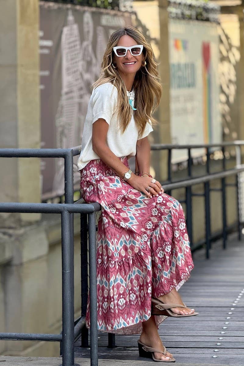 CWBLS0627_SUMMER NEW ELASTIC WAIST WIDE SWING SKIRT