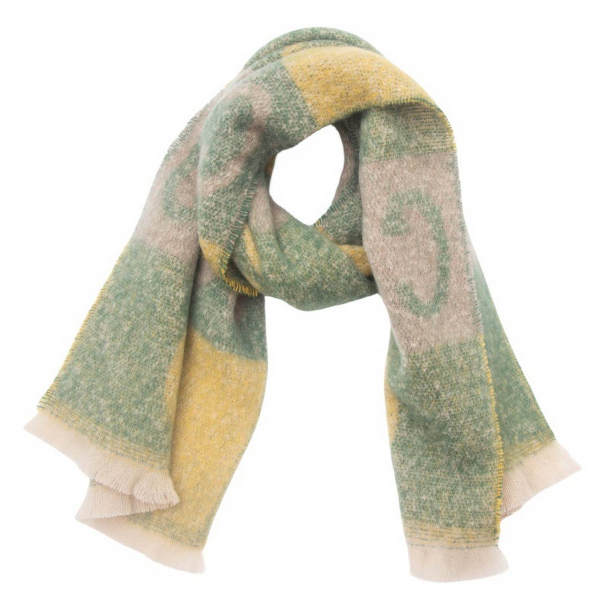 Letter Jacquard Scarf ? Winter Short Fringe Wrap