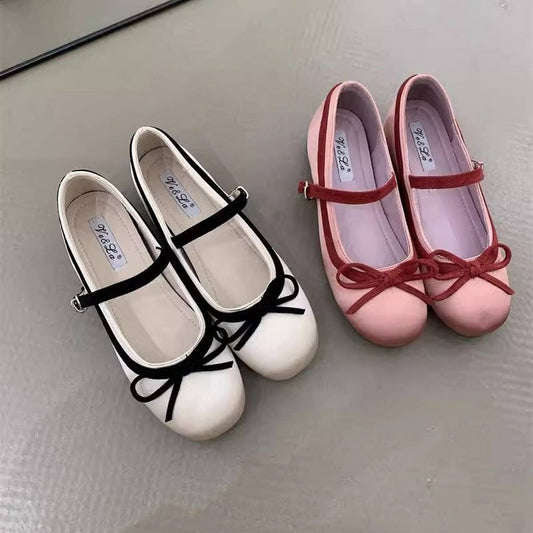 Satin Bow Mary Jane Shoes with Hidden Wedge