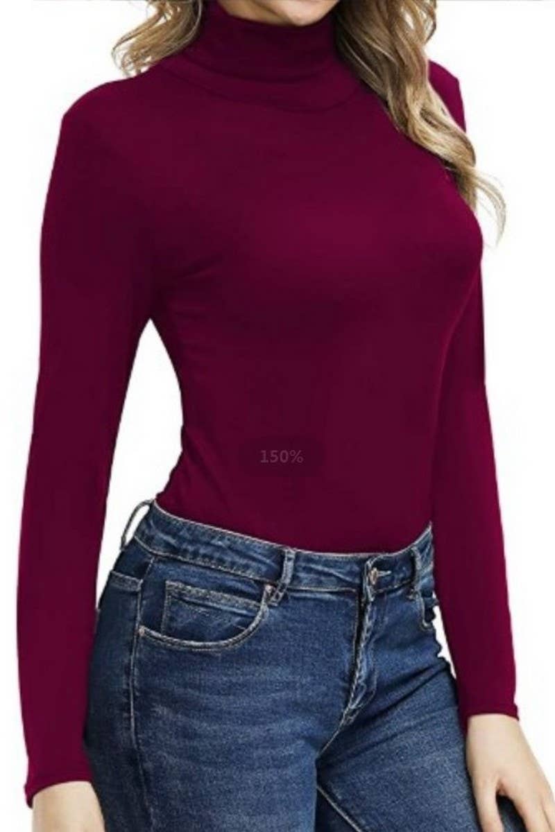 Casual turtleneck top T-shirt base_cwtbll1770