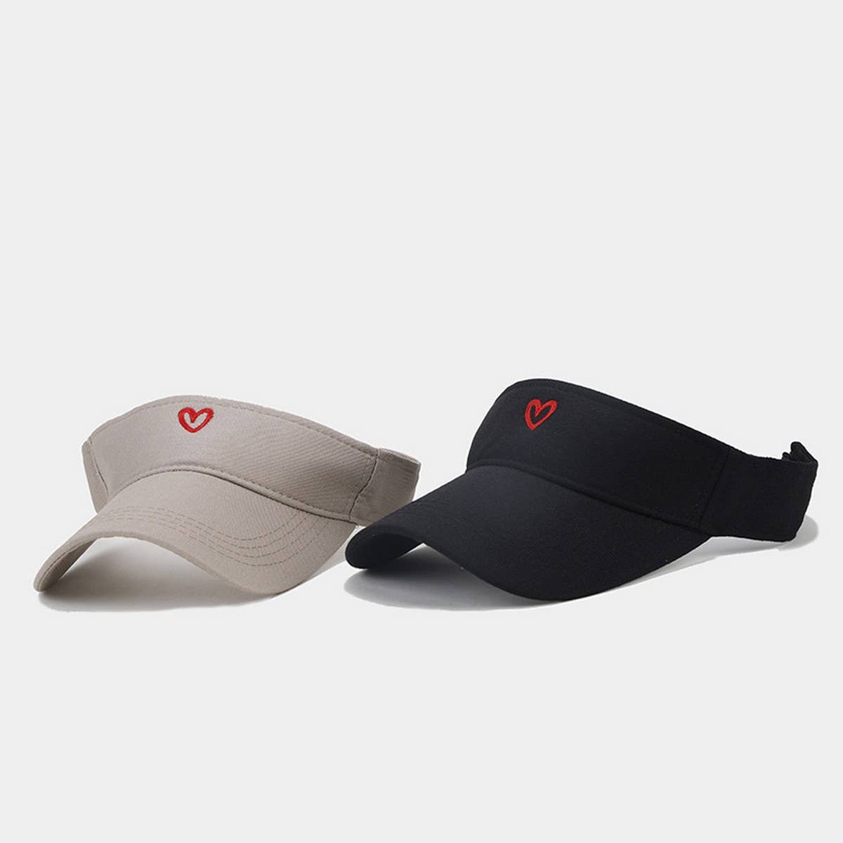 Heart Embroidered Visor - Summer Sun Hat_CWAH3290