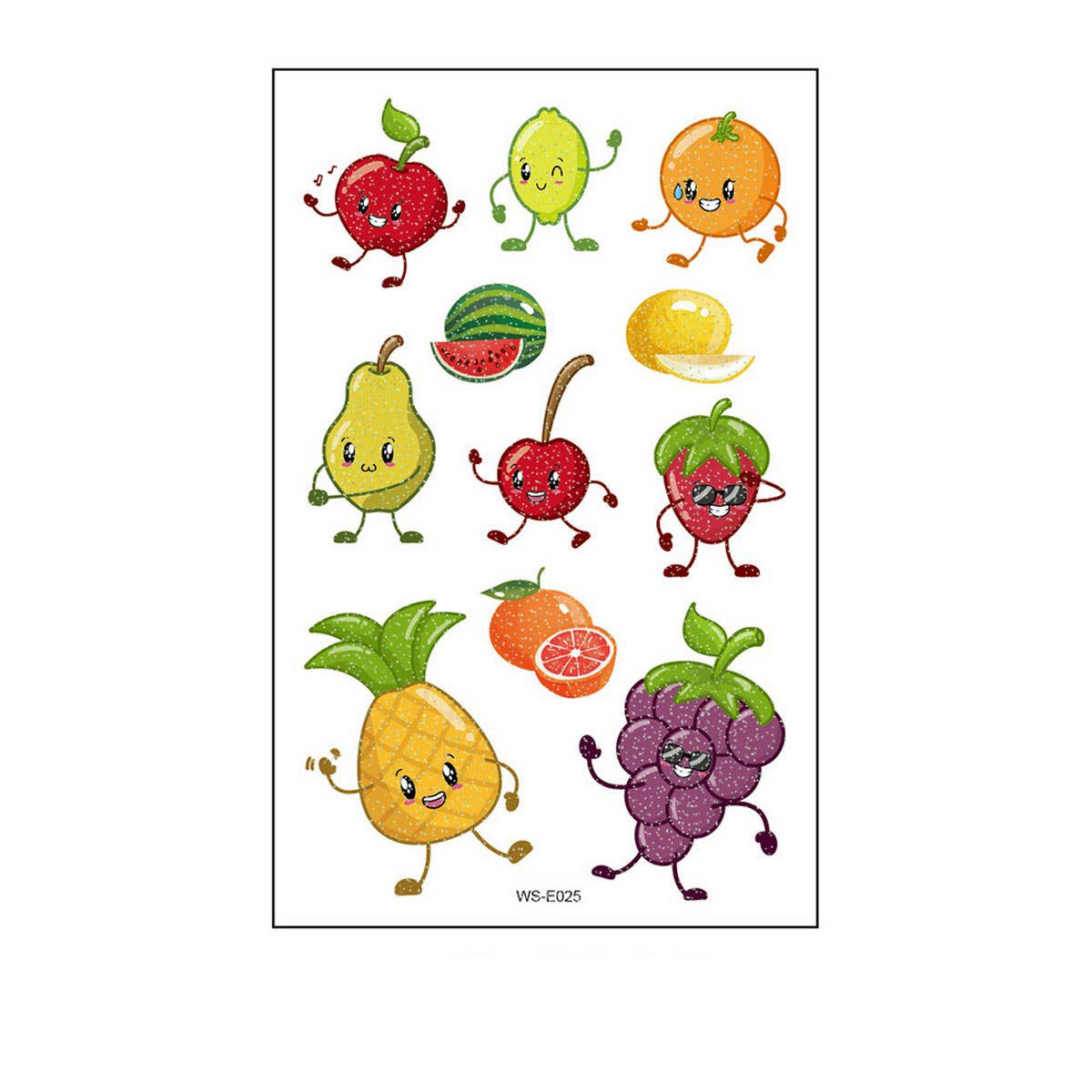 Waterproof Kids Sparkle Fruit & Veggie Tattoos