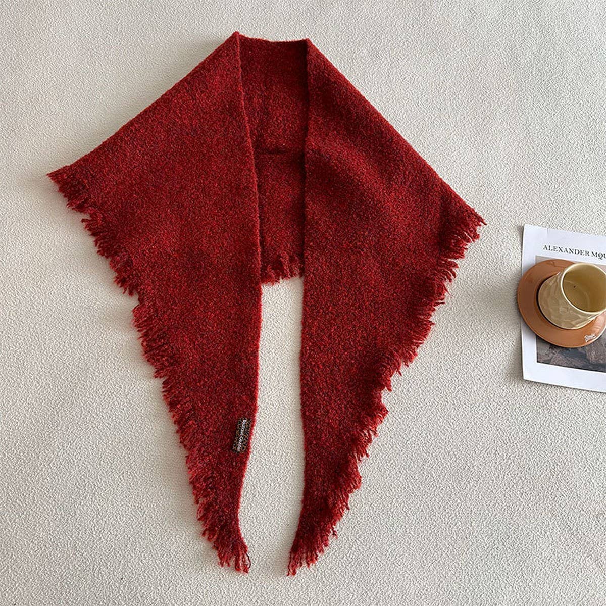 Solid Wool Blend Triangle Scarf for Women_CWASC2287