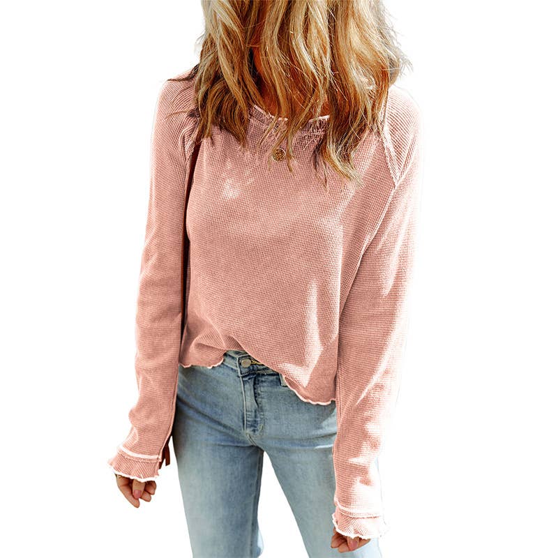 STYLISH CREW-NECK BAGGY LONG SLEEVE TOP FOR WOMEN