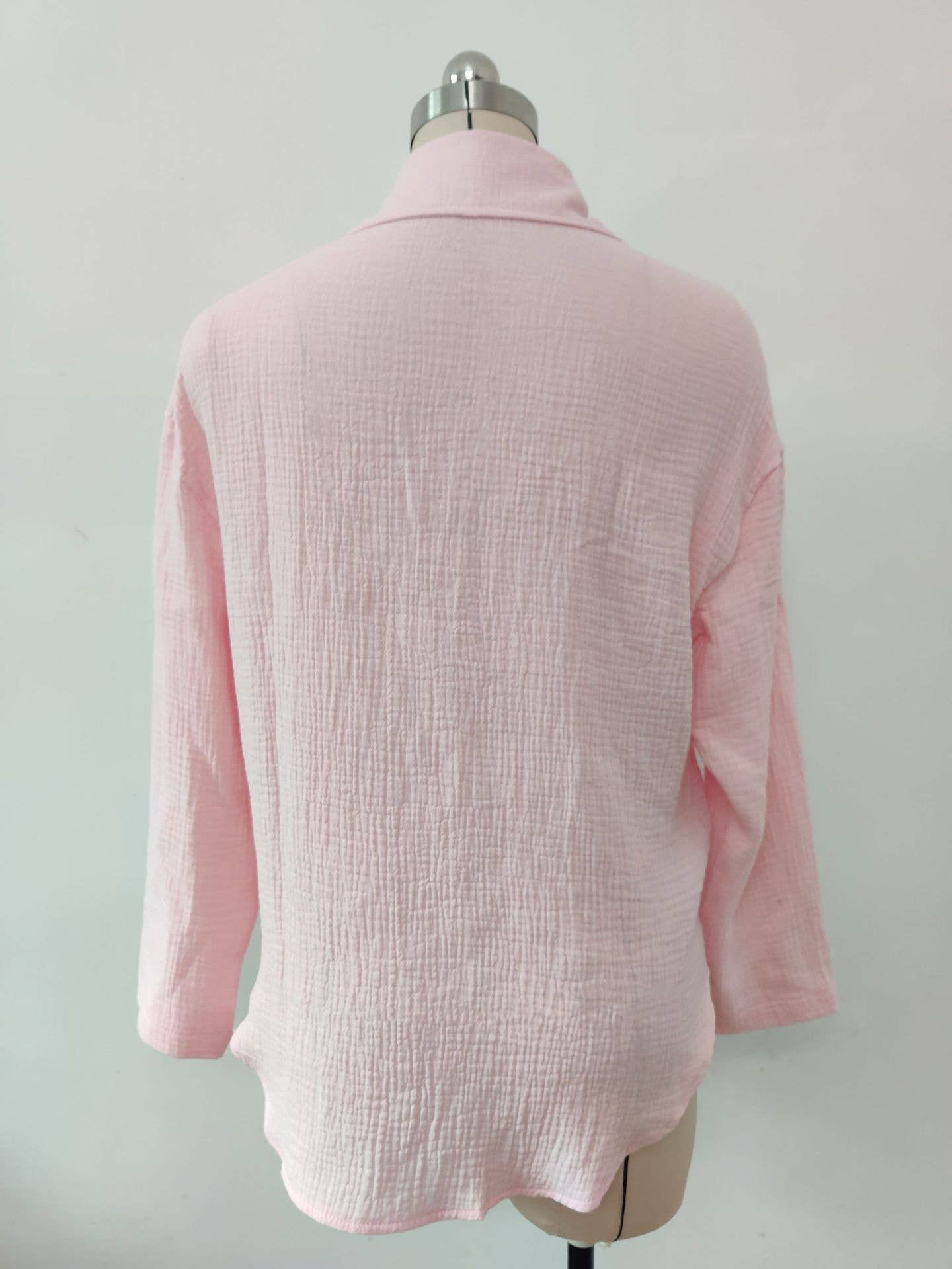 SOLID COLOR LOOSE LOOSE WOMEN'S TEXTURE SHIRT