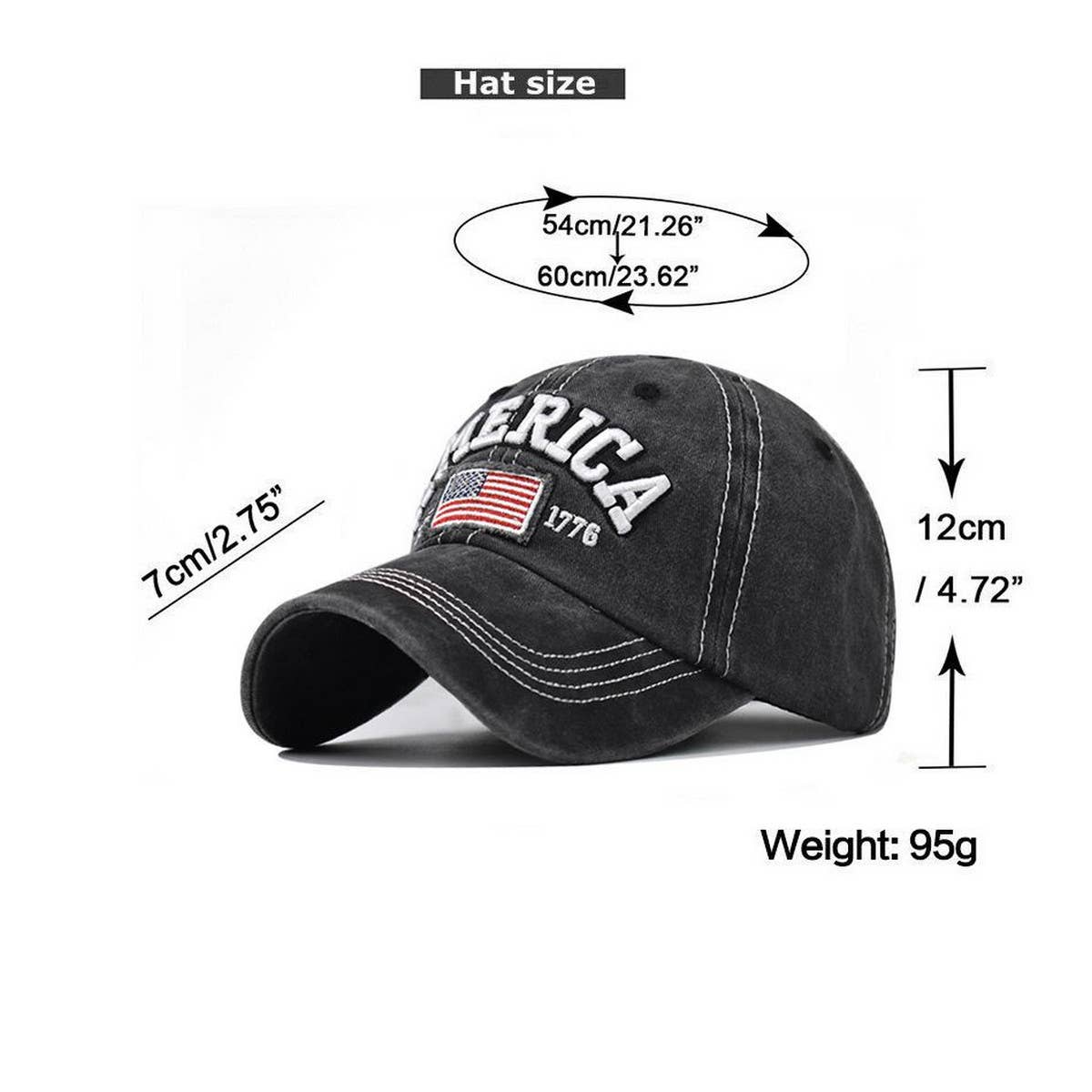 Cotton Washed Flag Embroidered Baseball Cap CWAH1375