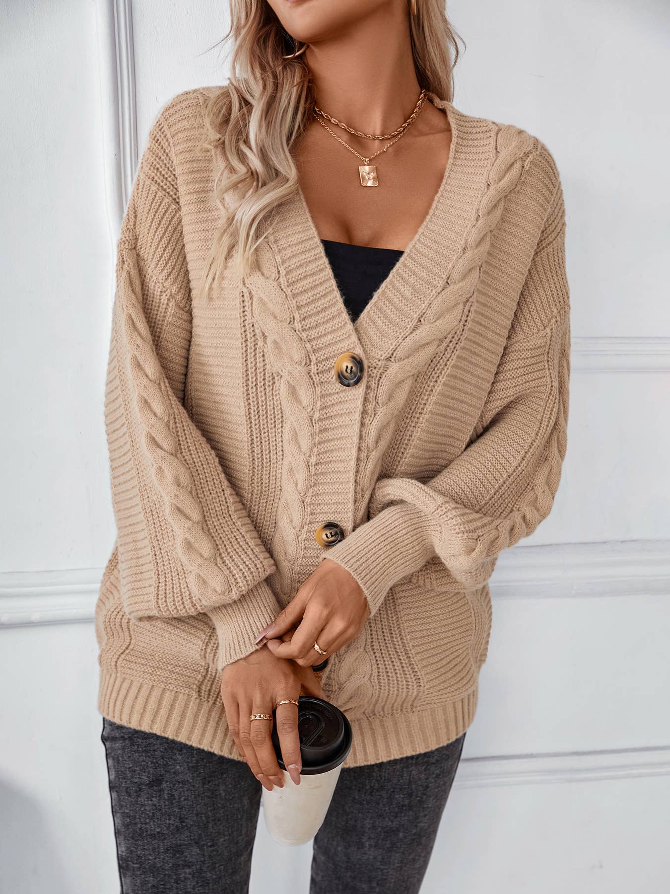 VINTAGE SINGLE-BREASTED LOOSE SWEATER JACKET
