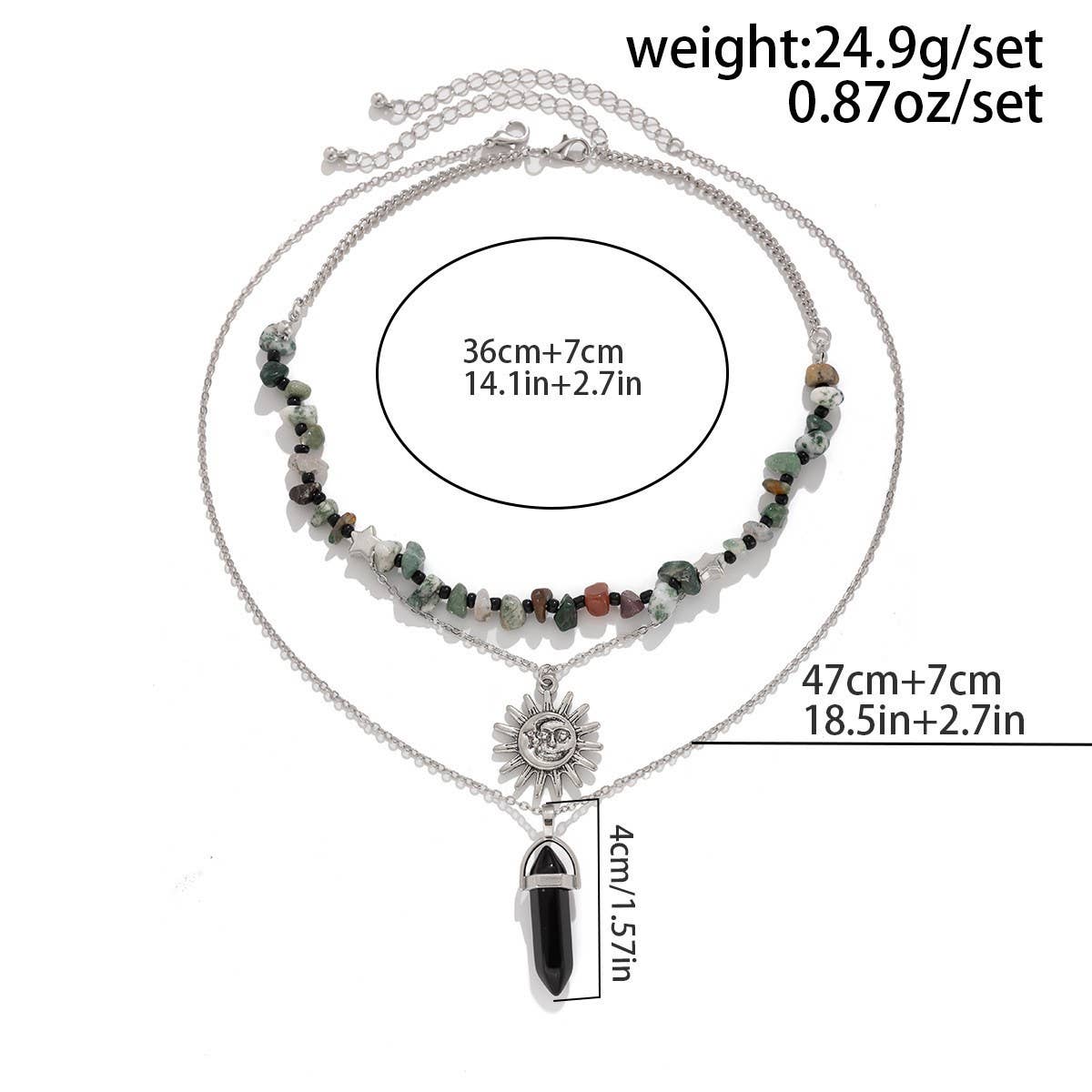 STACKED FLORAL TASSEL GRAVEL BEADED NECKLACE_CWAJE1816