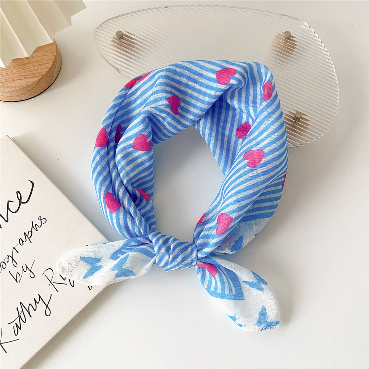 Cotton Linen Floral Square Scarf for Women