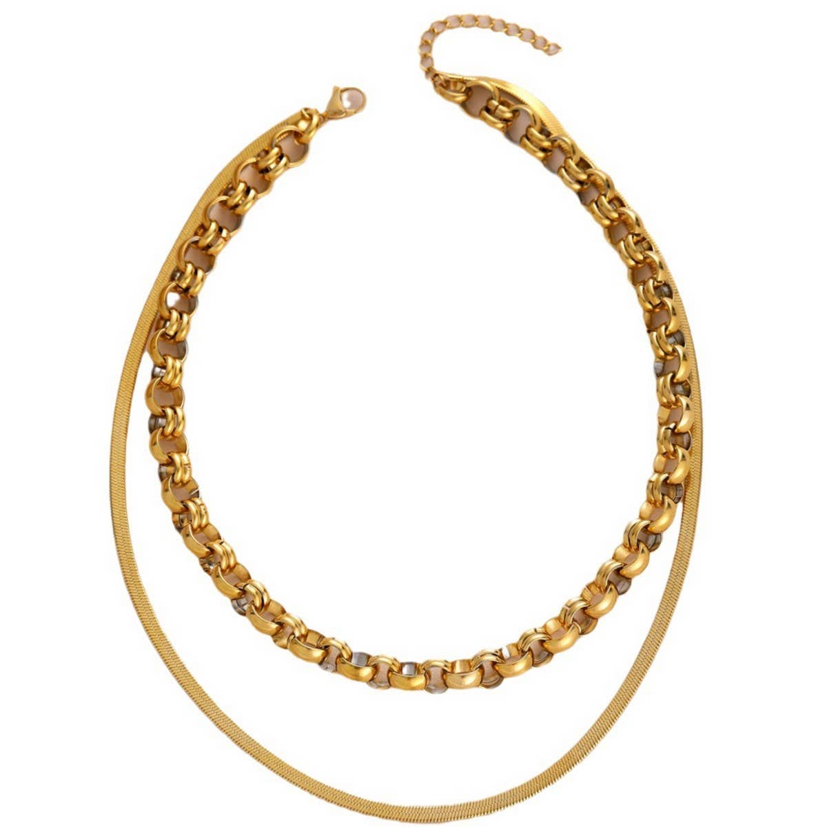 ROUND DOUBLE-LAYER SOLID SIMPLE 18K NECKLACE