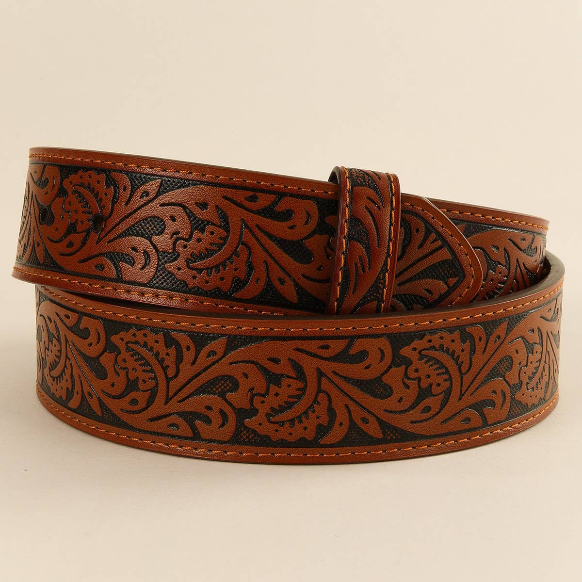 VINTAGE EMBOSSED DISTRESSED WESTERN BELT