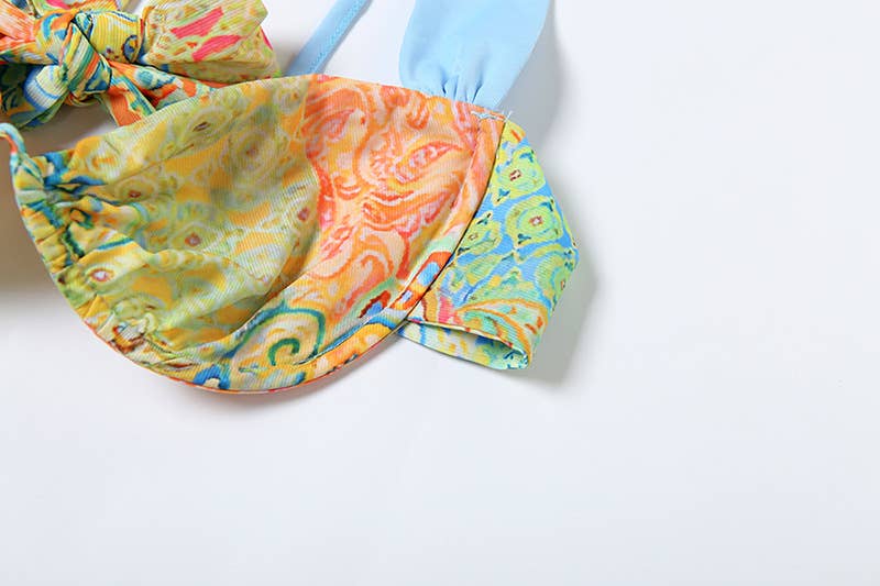 Three-piece set of printed top skirt underpants