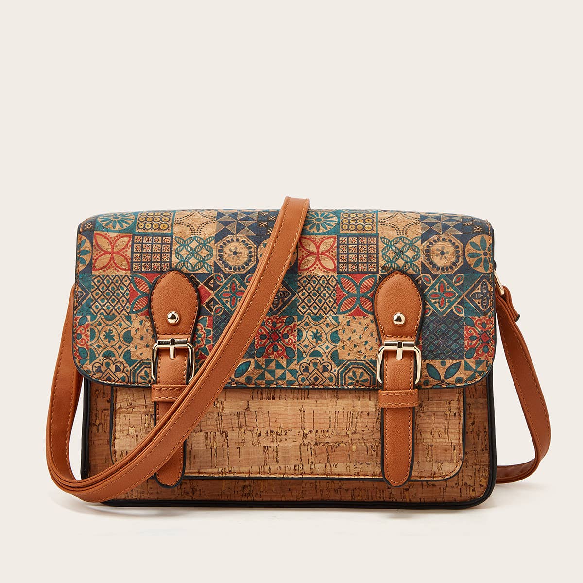 RETRO PRINT LARGE CAPACITY SHOULDER BAG_CWAB2643
