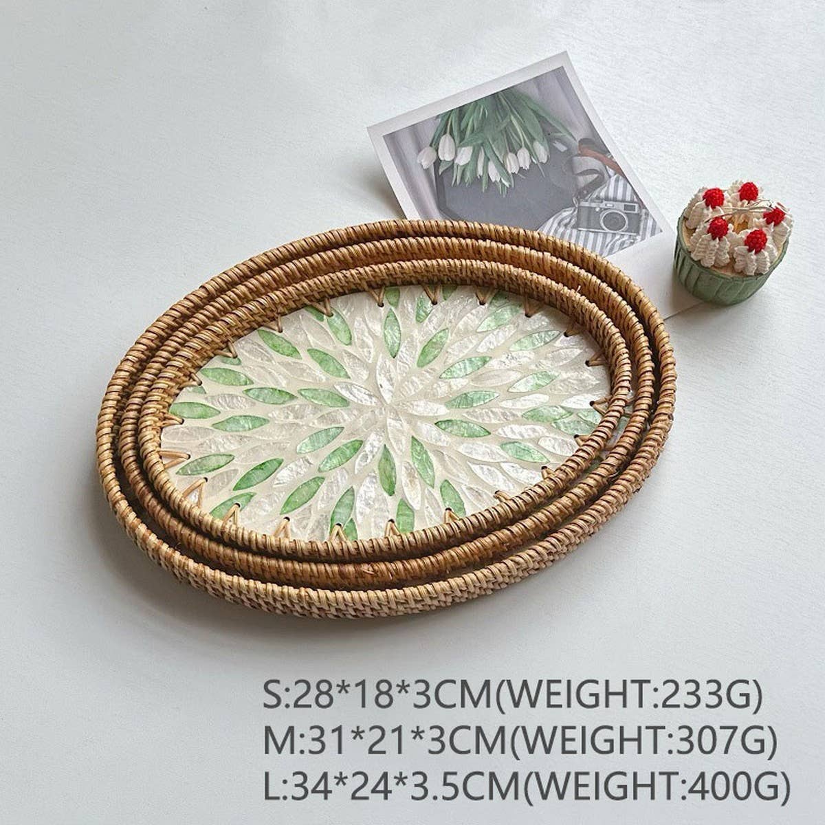 RATTAN SHELL ROUND PLATE THREE-PIECE SET_CWMM4496