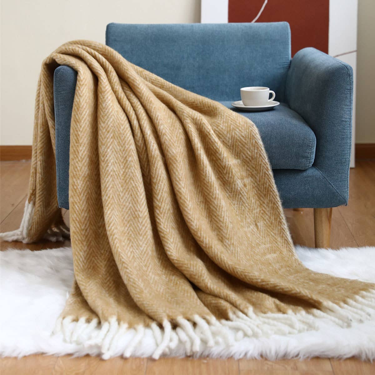 KNITTED SOLID COLOR LIGHTWEIGHT SOFA BLANKET