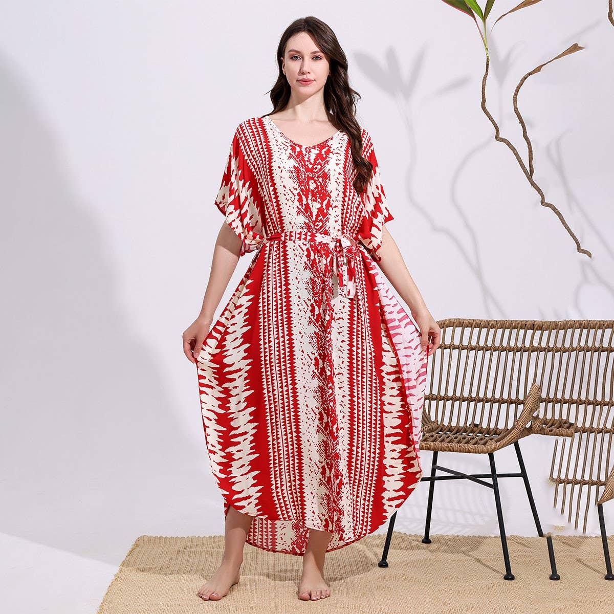 Snake Print Cotton Blend Beach Cover-Up_CWMM6144