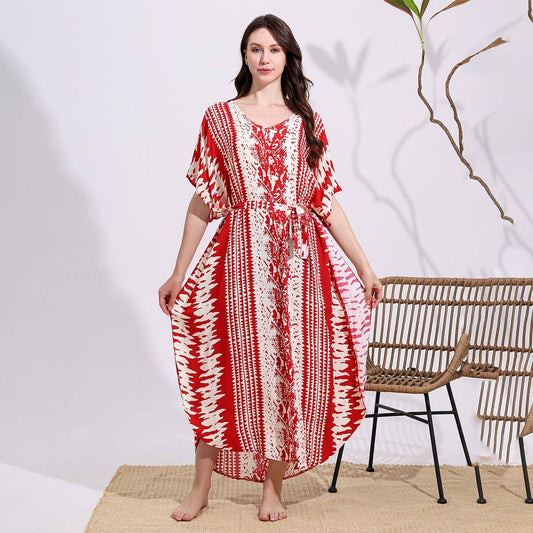 Snake Print Cotton Blend Beach Cover-Up_CWMM6144