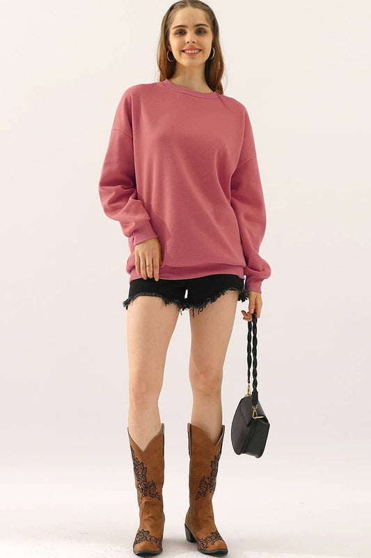 Cwttl902_Crew Neck Long Sleeve Pullover Sweatshirt Tops
