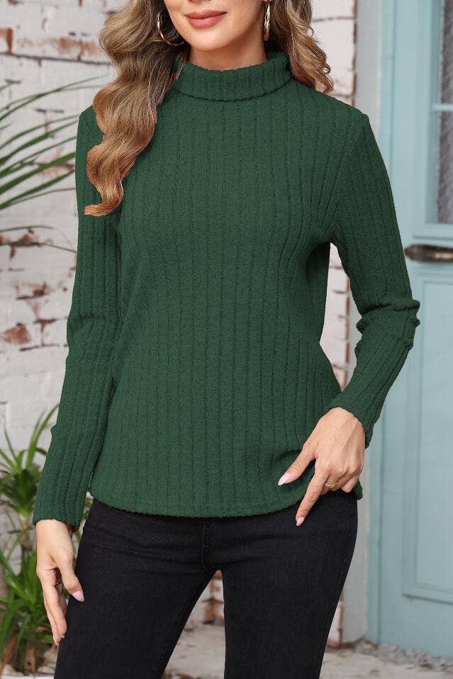 SOLID COLOR HIGH NECK BLOUSE FOR WOMEN