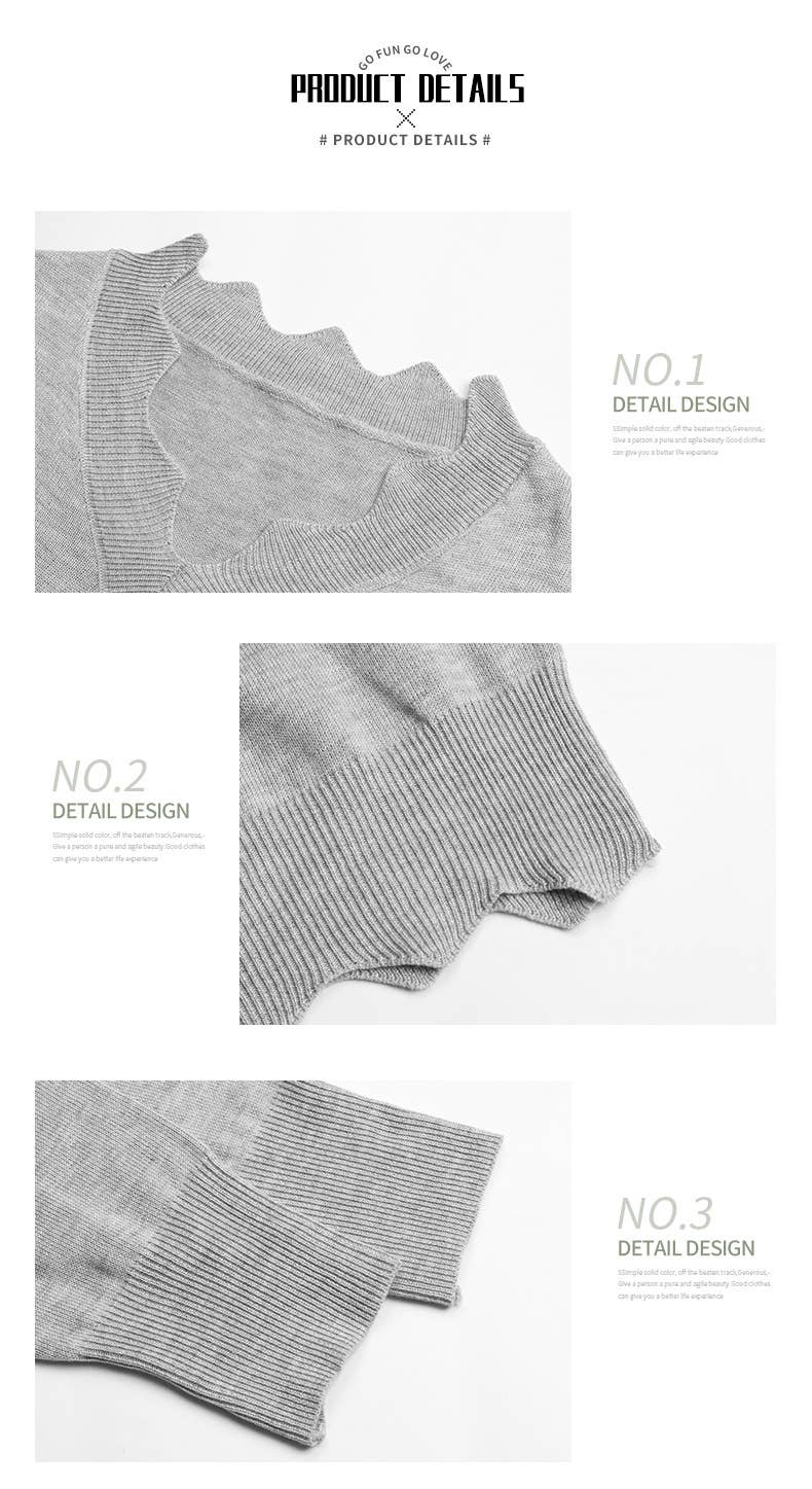 FALL LOOSE LONG-SLEEVED GRAY LACE SWEATER