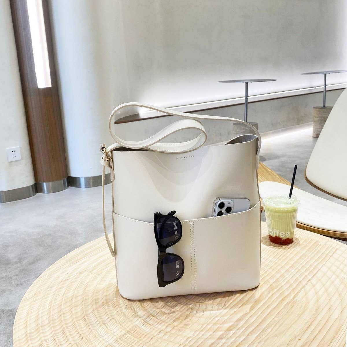 CWAB4829_SIMPLE LARGE CAPACITY BUCKET SHOULDER BAG