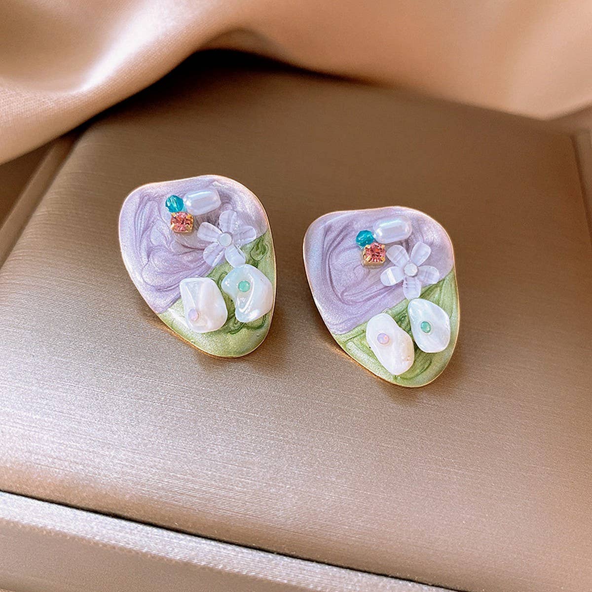 MONET GARDEN OIL PAINTING STYLE EARRINGS