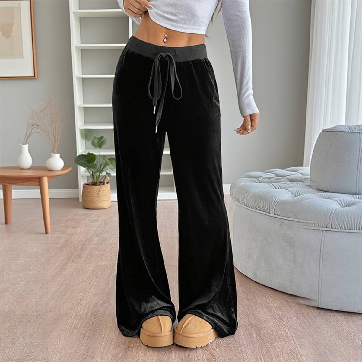 Spicy girl velvet slightly sagging long pants