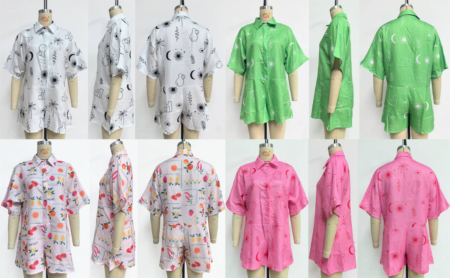 Simple wide-leg casual short jumpsuit