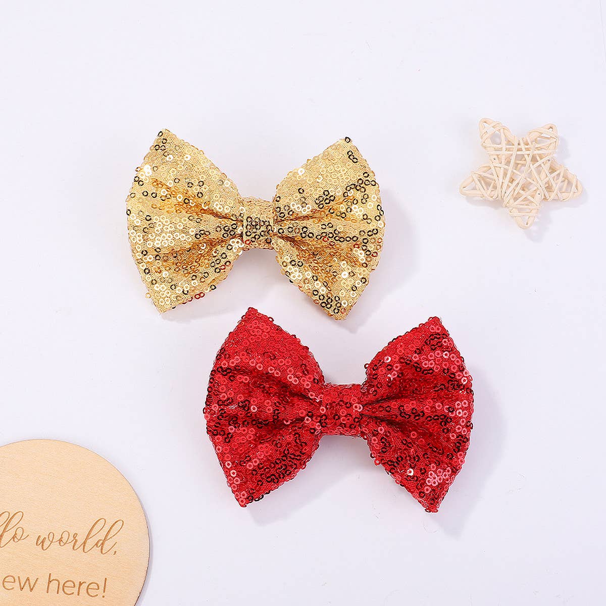 SEQUINED HANDMADE CHILDREN'S BOW HAIRPIN